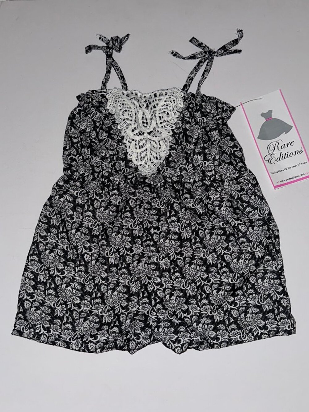 Rare Editions Shorts Romper black & white lace Size 18 Month NWT